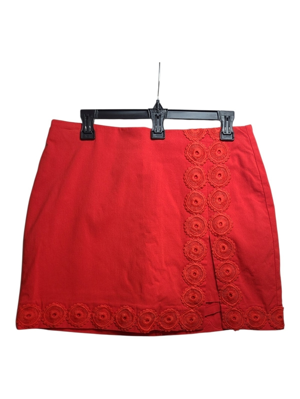 Crown & Ivy Poppy Red Crochet Lace Trim Skort Shorts Skirt Mini Sz 10